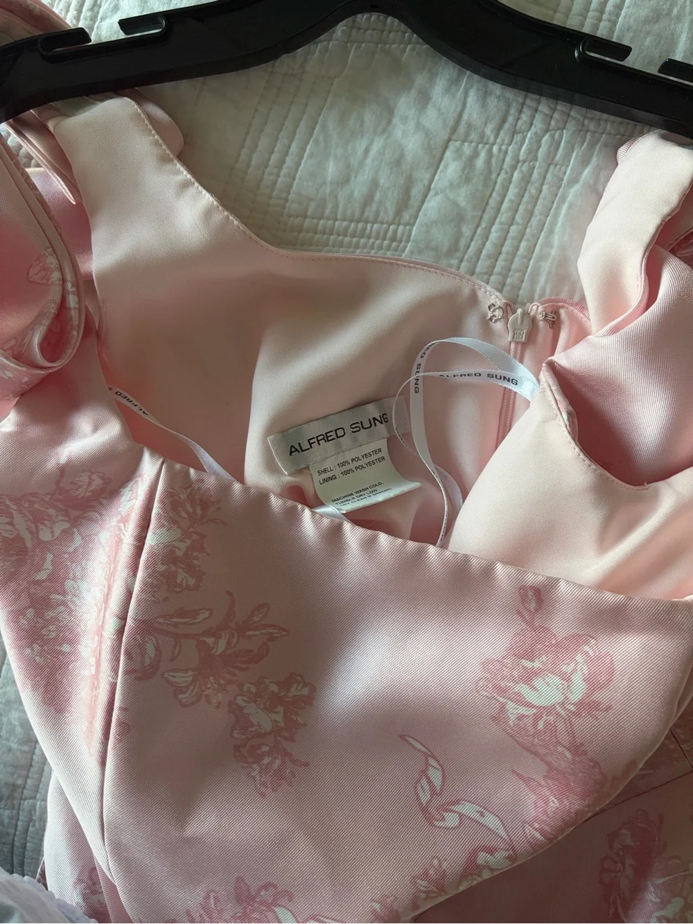 ALFRED SUNG fit & flare shoulder with shoulder bows; color: bow and blossom - Picture 4 of 5